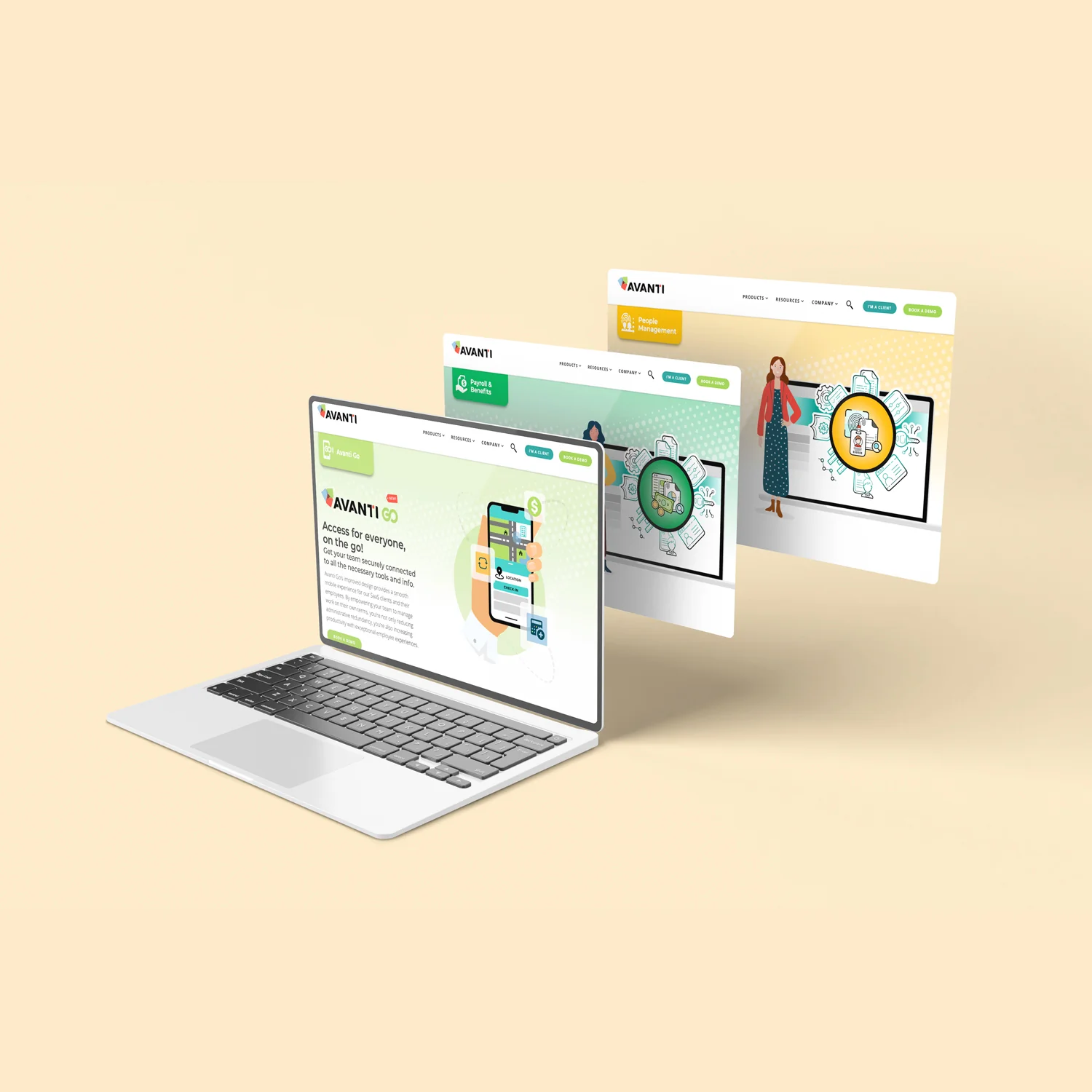 Avanti sample website screenshots