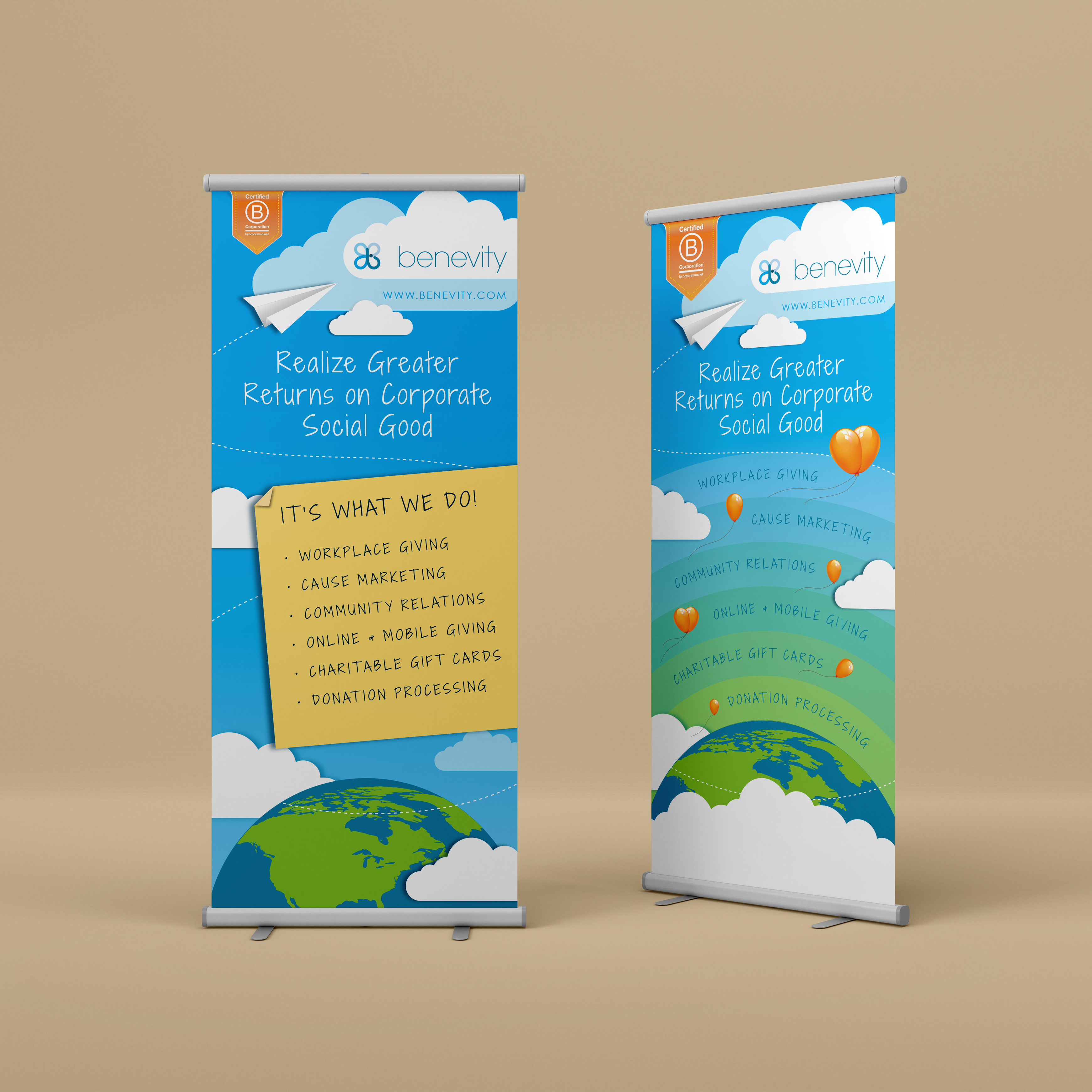 Benevity tradeshow standing banners